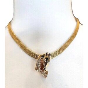 14K Gold Necklace and Pendent Featuring a Horse Head Study w/Diamond Enhancement